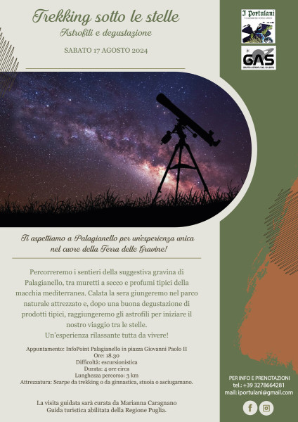 Trekking sotto le stelle, astrofili e degustazione