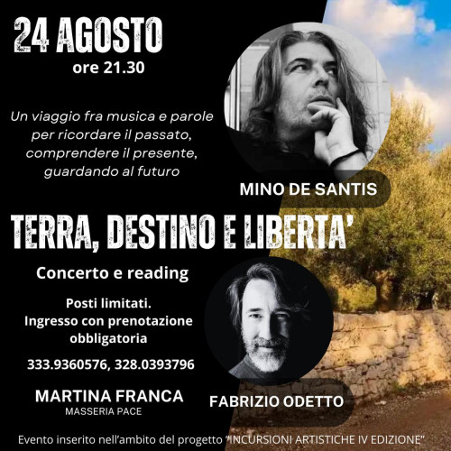 Terra, destino e libertà. Concerto e reading con Mino De Santis e Fabrizio Odetto