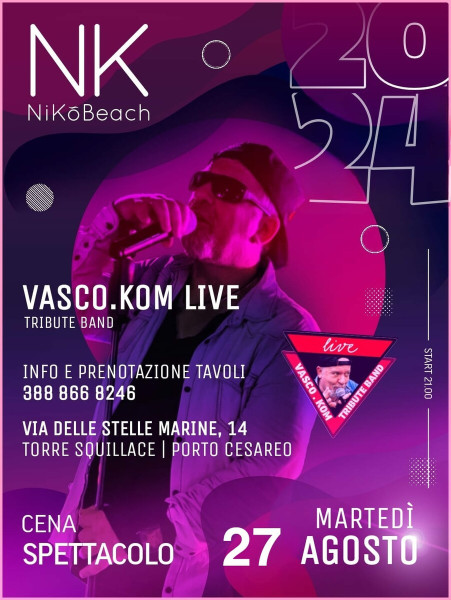 Vasco.Kom tribute band al Niko Beach