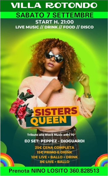 Il Grande ritorno del Quartetto "SISTERS QUEEN" a Villa Rotondo - Tributo alla BLACK MUSIC anni '70 - Sabato 7 Settembre 2024 ore 21.00