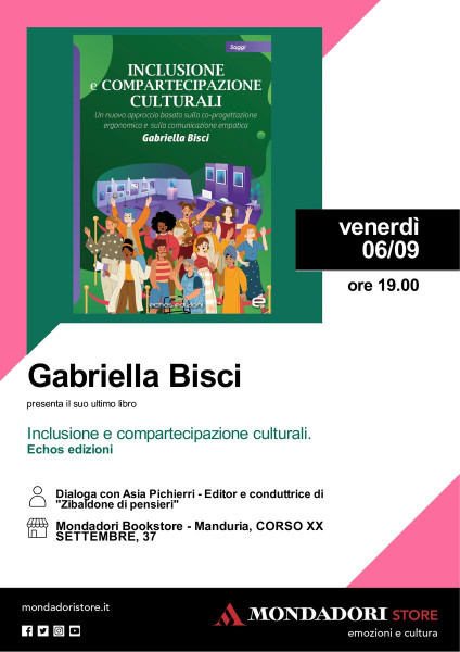 Gabriella Bisci presenta il suo saggio "Inclusione e compartecipazione culturali" al Mondadori Bookstore di Manduria.