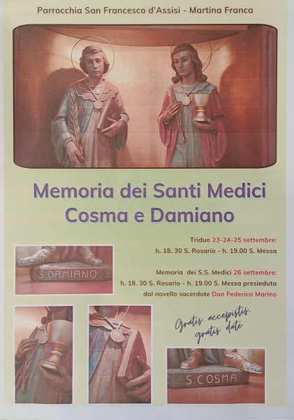 Memoria dei SS. Medici alla parrocchia di San Francesco d'Assisi