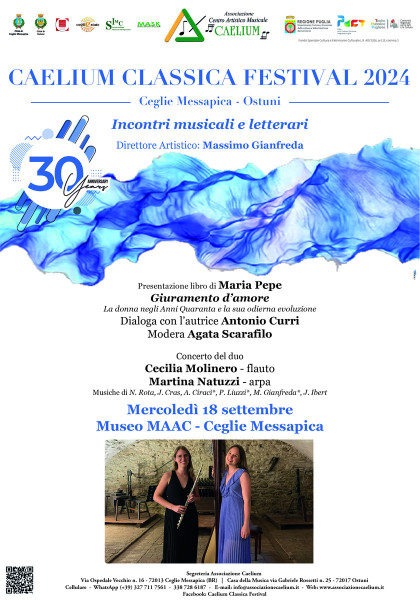 Ceglie Messapica – Caelium Classica Festival 2024 Concerto Cecilia Molinero Flauto, Martina Natuzzi Arpa