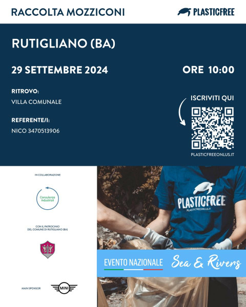 RUTIGLIANO: Volontari Plastic Free in azione per l'evento nazionale Sea & Rivers