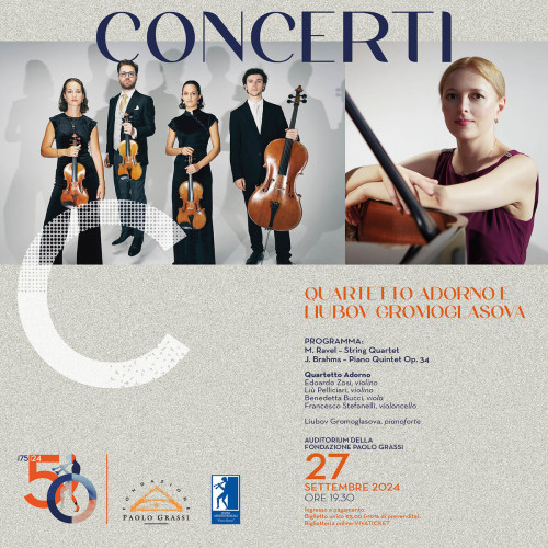 Quartetto Adorno e Liubov Gromoglasova: concerto all'insegna delle musiche di Ravel e Brahms