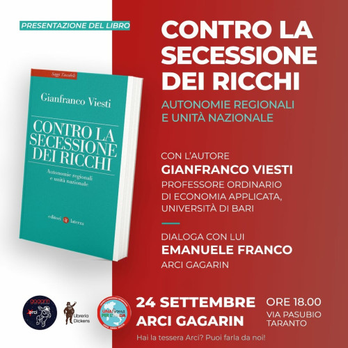 Contro la secessione dei ricchi. Incontro col prof. Viesti