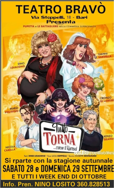 TEATRO BRAVO' - Si alza il sipario per la stagione autunnale con PUPETTA e le Battagliere  - Sabato 28 e  Domenica 29 Settembre - E tutti i Weeh End di Ottobre.