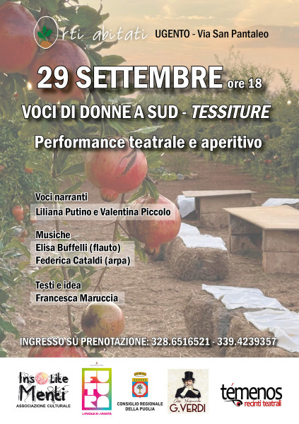 Performance teatrale con arpa, flauto e aperitivo nell'orto