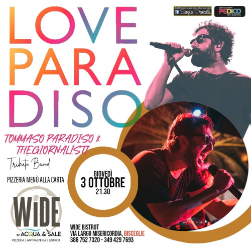 Love Paradiso Tribute Band Tommaso Paradiso & The Giornalisti live a Bisceglie