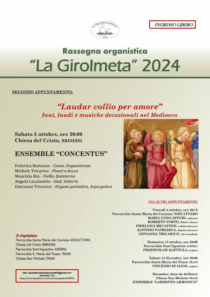 La Girolmeta 2024: "Laudar vollio per amore", Ensemble Concentus in concerto.
