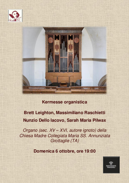 Concerto al prezioso organo rinascimentale di Grottaglie