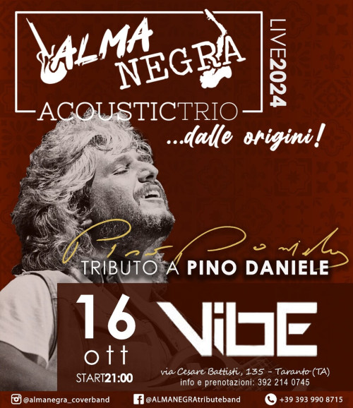 Taranto – ALMANEGRA Pino Daniele Tribute Band al VIBE Burger Drink & More