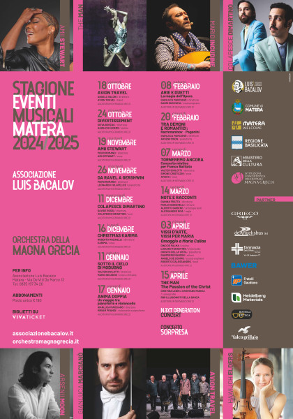 STAGIONE CONCERTISTICA MATERA 2024/2025 ASSOCIAZIONE LUIS BACALOV