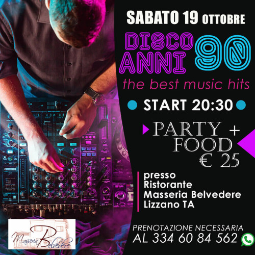 SABATO DISCO ANNI '90 In Masseria