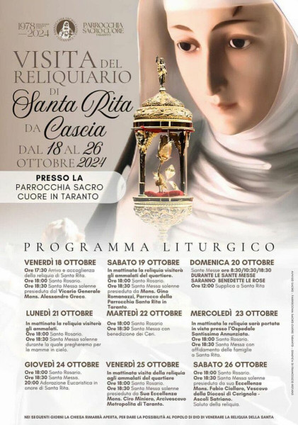 Visita del reliquiario di Santa Rita da Cascia alla parrocchia Sacro Cuore