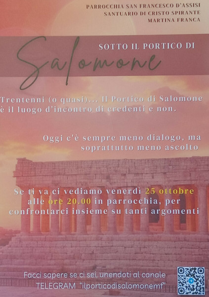 Sotto il portico di Salomone - Incontro di ascolto per giovani e giovanissimi (credenti e no)
