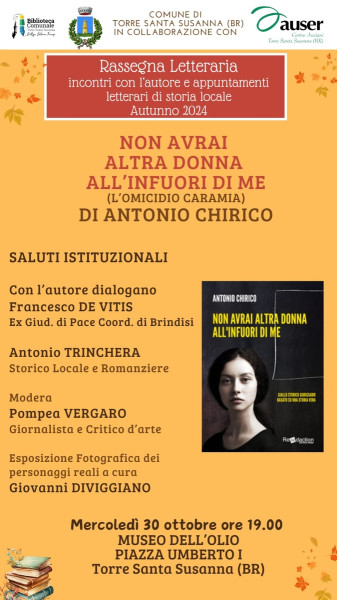 Presentazione giallo storico NON AVRAI ALTRA DONNA ALL'INFUORI DI ME di ANTONIO CHIRICO