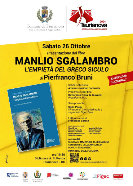 I 100 anni di Manlio Sgalambro: a Taurianova Capitale del Libro si aprono le celebrazioni per il centenario dalla nascita del grande filosofo di Lentini