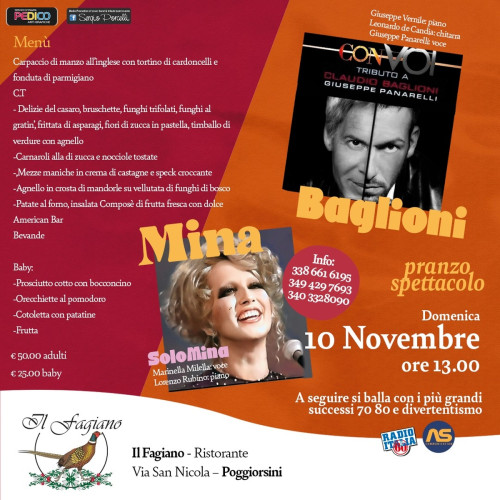 Mina & Baglioni tribute - Pranzo spettacolo a Poggiorsini