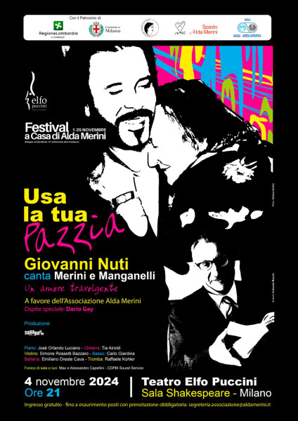 GIOVANNI NUTI il 4 novembre al Teatro Elfo-Puccini di Milano rende omaggio ad Alda Merini e Giorgio Manganelli con il concerto USA LA TUA PAZZIA - GIOVANNI NUTI CANTA MERINI E MANGANELLI.
