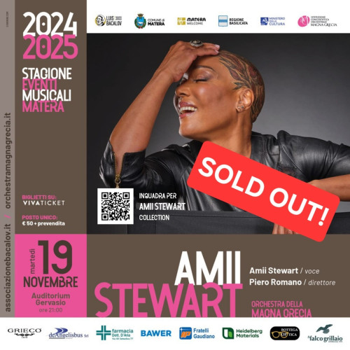 AMII STEWART & l'Orchestra della Magna Grecia SOLD OUT! - Associazione Luis Bacalov Matera