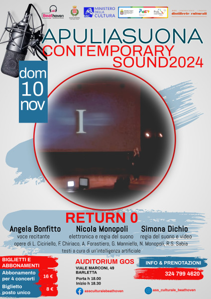 RETURN 0 Intelligenza Artificiale live concert - Rassegna APULIA SUONA CONTEMPORARY SOUND 2024