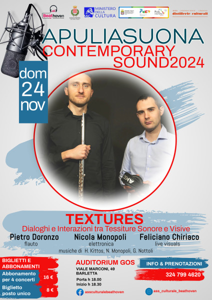 TEXTURES Dialoghi e interazioni tra tessiture sonore e visive - Rassegna APULIA SUONA CONTEMPORARY SOUND 2024