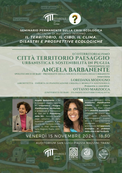 Incontro con Angela Barbanente il futuro del nostro Territorio e Paesaggio: Propettive e Minacce