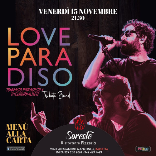 Love Paradiso Tribute Band Tommaso Paradiso & The Giornalisti live a Barletta