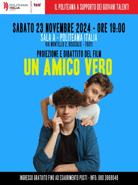 GIUSEPPE DE CANDIA presenta il suo nuovo film "Un amico vero" al Politeama Italia.