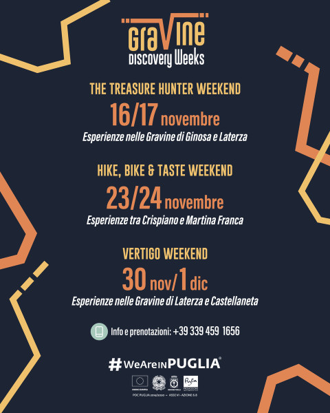 Gravine Discovery Weeks: eventi gratuiti alla Scoperta dei Canyon Pugliesi