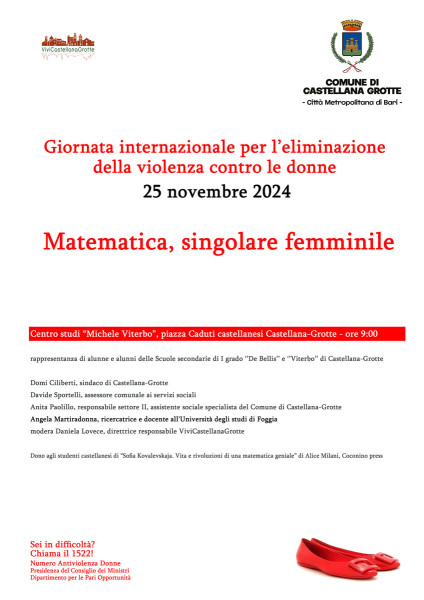 Giornata internazionale per l'eliminazione della violenza contro le donne - Matematica, singolare femminile