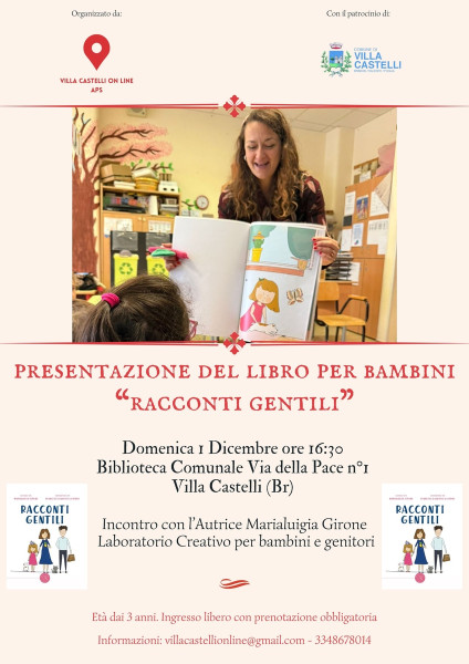 Presentazione del libro per bambini "Racconti Gentili" a Villa Castelli
