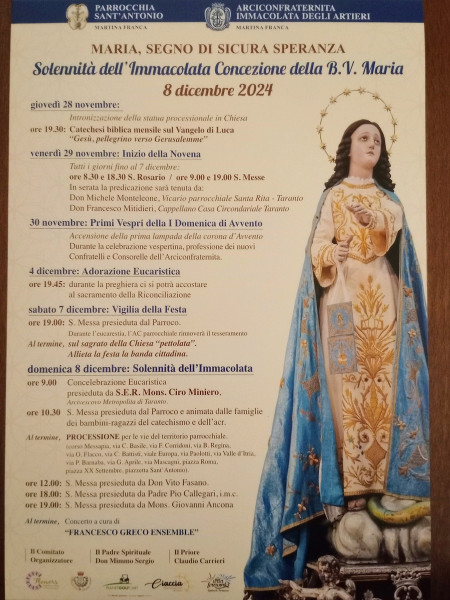 Festa e processione dell'Immacolata e concerto del "Francesco Greco Ensemble"