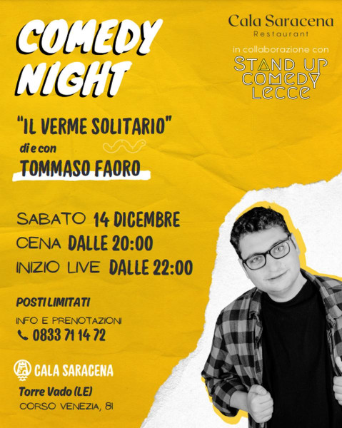 Tommaso Faoro - stand up comedy show a Cala Saracena Restaurant di Torre Vado