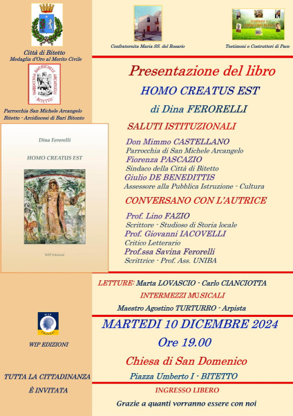 PRESENTAZIONE DEL LIBRO  "HOMO CREATUS EST"