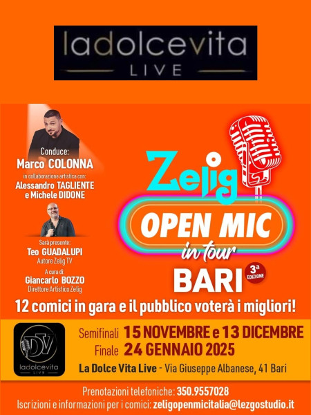 Zelig OpenMic in tour