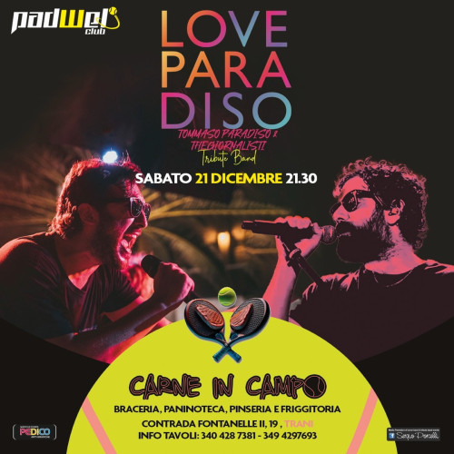 Love Paradiso Tribute Band Tommaso Paradiso The Giornalisti live a Trani