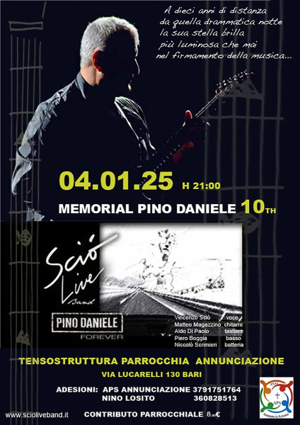 Bari  ricorda Pino Daniele : Memorial  con Sciò Live Band in concerto