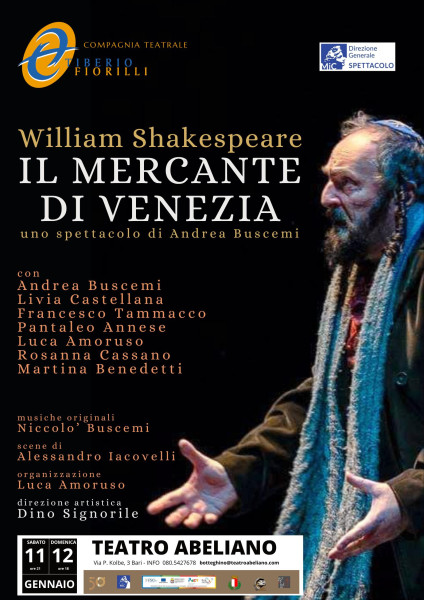 Andrea Buscemi in Prima Nazionale a Bari con "il Mercante di Venezia"