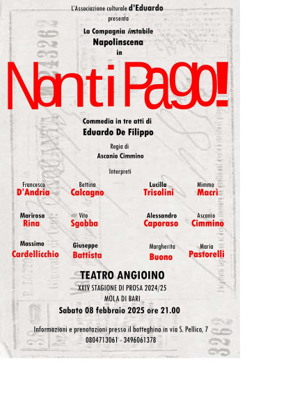 " Non Ti Pago" commedia di Eduardo De Filippo