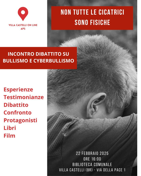 "Non tutte le cicatrici sono fisiche", un evento di dibattito e confronto su bullismo e cyberbullismo.