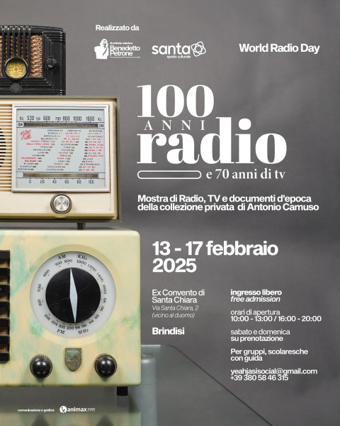 Mostra '100 anni di radio e 70 anni di TV' a Brindisi  13-17 febbraio 2025