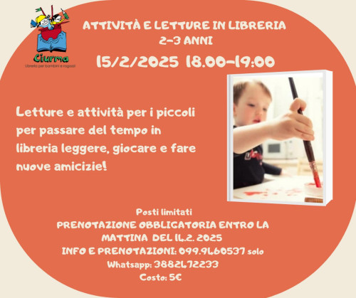 Attività e letture in libreria 2-3 anni!