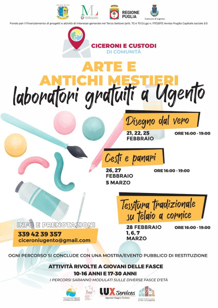 Laboratori gratuiti di arte e antichi mestieri a Ugento