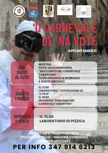 MOSTRA FOTO-DOCUMENTARIA "Racconto del Carnevale tarantino"  con didascalie in braille e audio QRcode