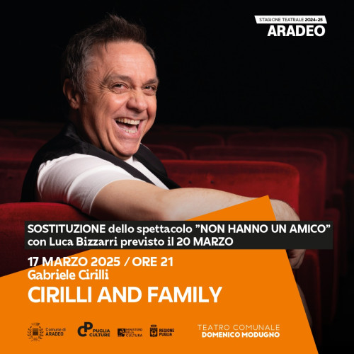 ARADEOteatro: "CIRILLI & FAMILY CON GABRIELE CIRILLI