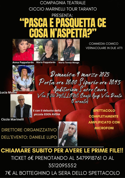 "PASCA E PASQUETTA CE COSA N'ASPETTA? COMMEDIA COMICO VERNACOLARE TARANTINA