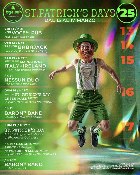 ST. PATRICK’S DAYS  2025 Il festival Irlandese a Bari