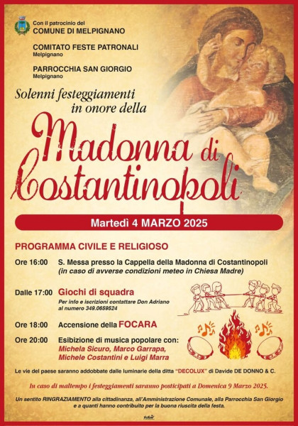 Festa della Madonna di Costantinopoli, giochi di strada, focara e musica popolare con i "Fonara'"